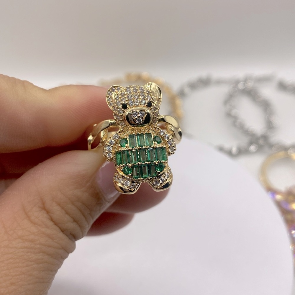 New Zircon Teddy Bear Gold Ring
